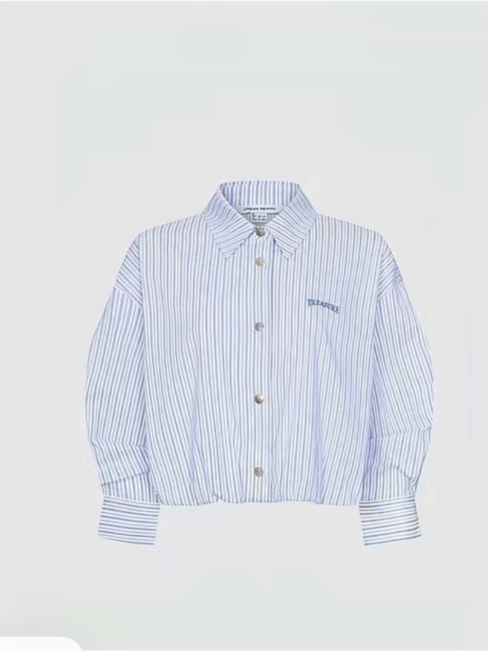 Striped Cropped Button-Front Top - Picture 3 of 8